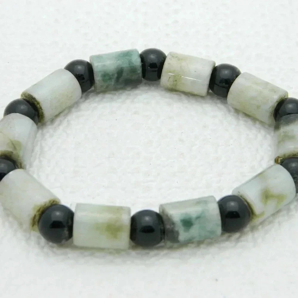 Vintage Green Aquamarine Black Glass Bead Beaded
